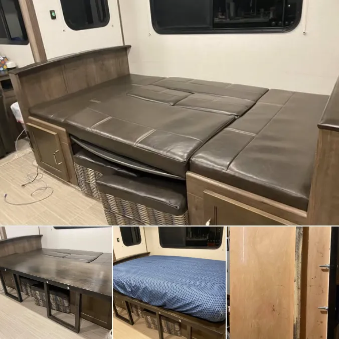 Dinette to bed or desk conversion on an RV in Florida