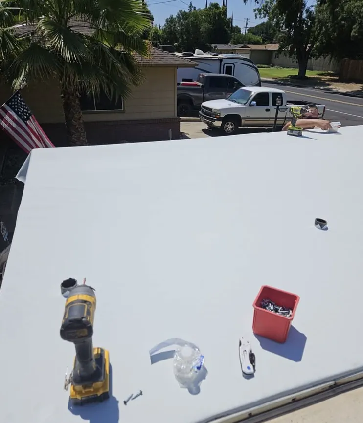 EPDM rubber roof replacement on an RV in Florida