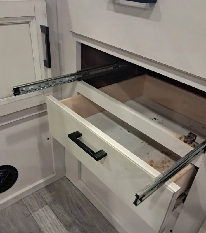 Cabinet and hinge repair on an RV in Florida