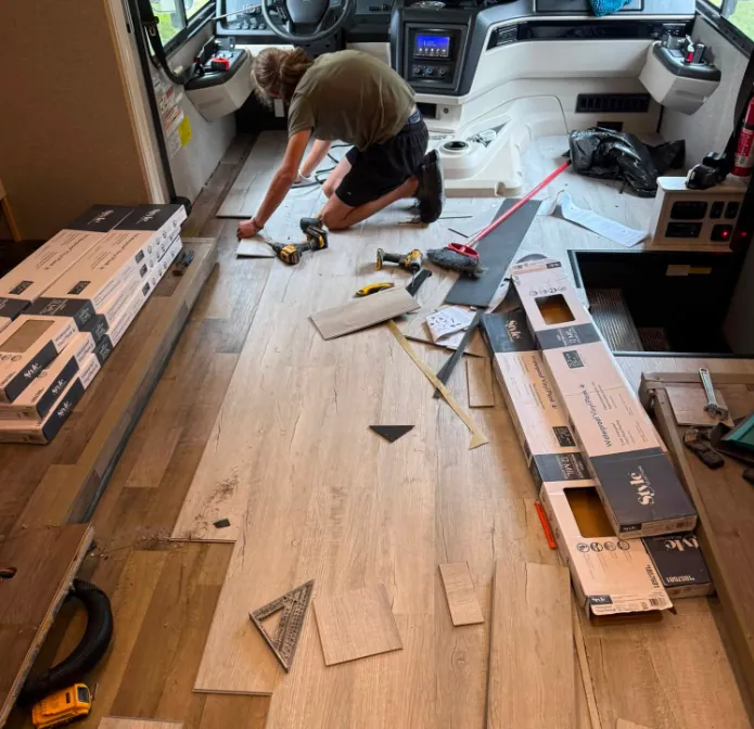Flooring replacement on an RV in Florida