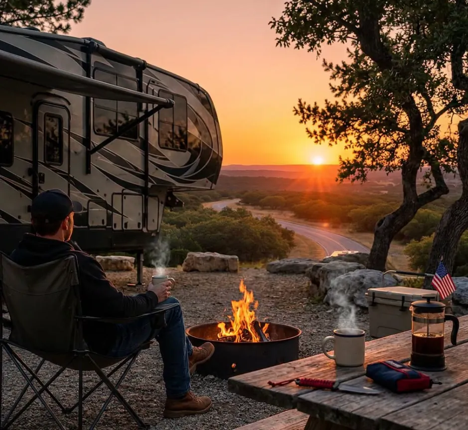 Pre-trip safety inspection on an RV in Florida