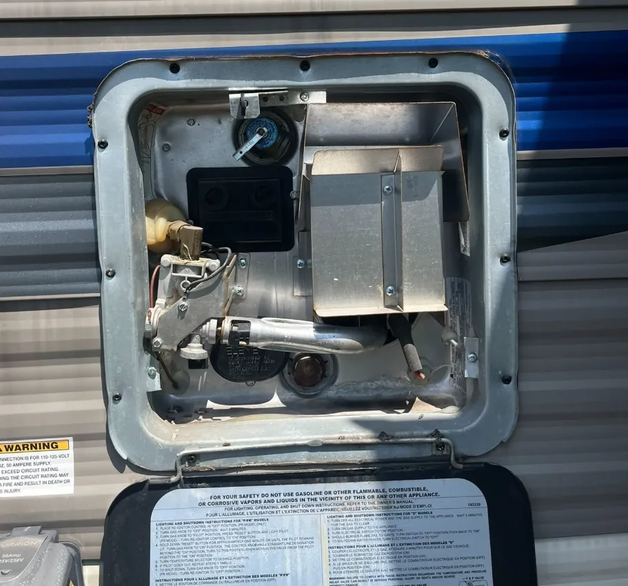 Water heater tank, anode + element on an RV in Florida